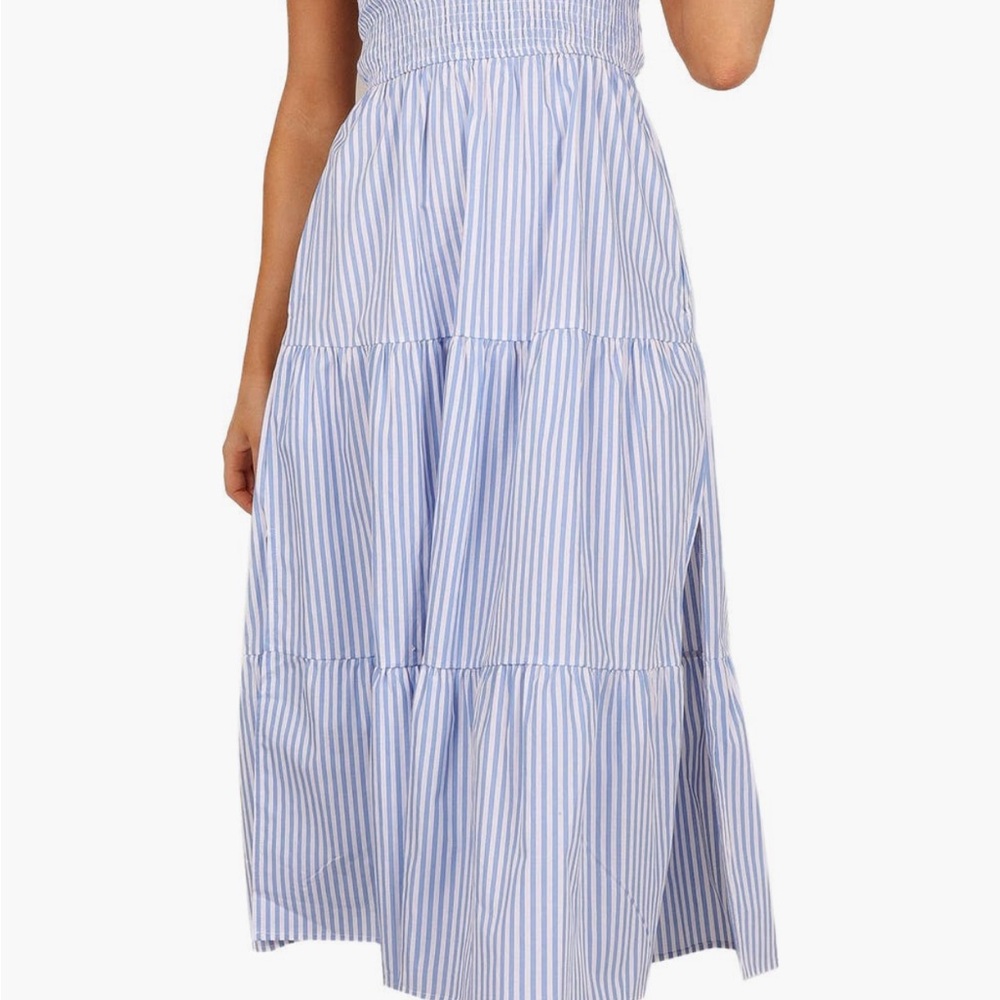 Petal and pup striped smocked strapless midi dress size S